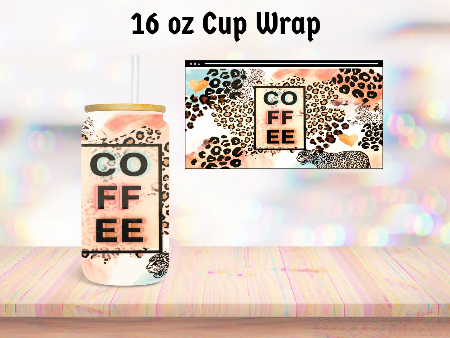 Coffee with Animal Print 16oz Cup Wrap