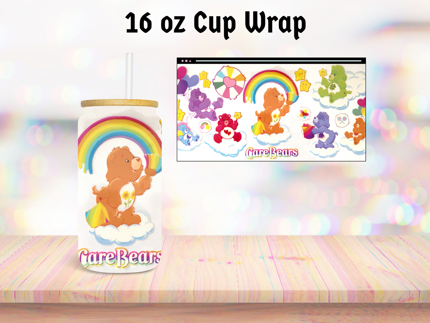 Rainbow Bears 16oz Cup Wrap