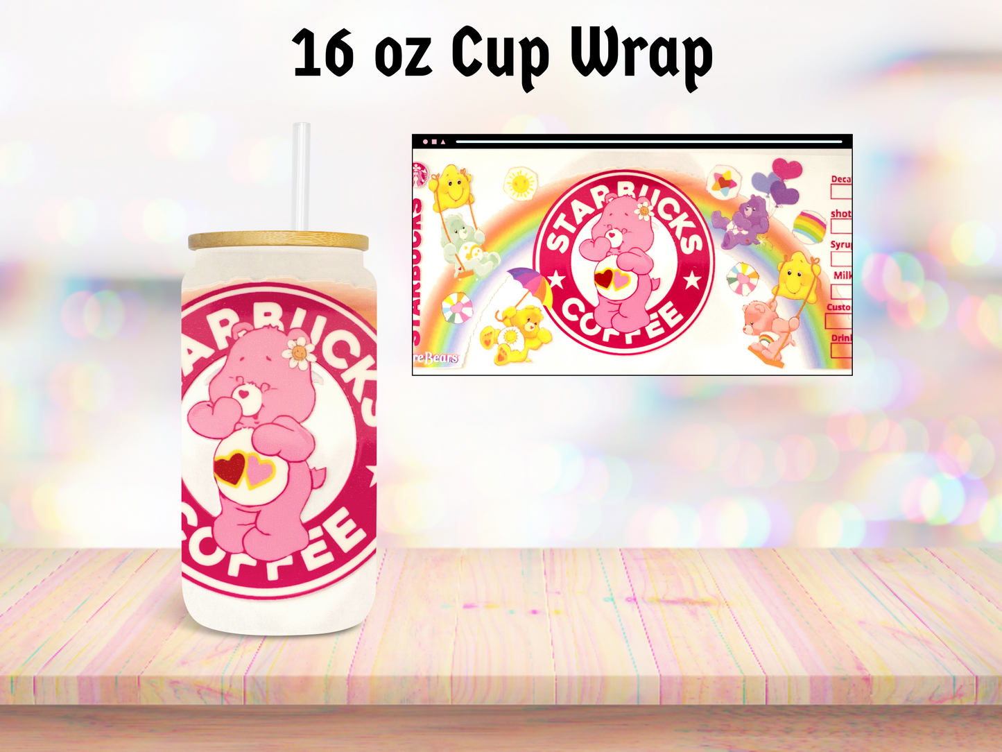 Pink Bear Starbs 16oz Cup Wrap