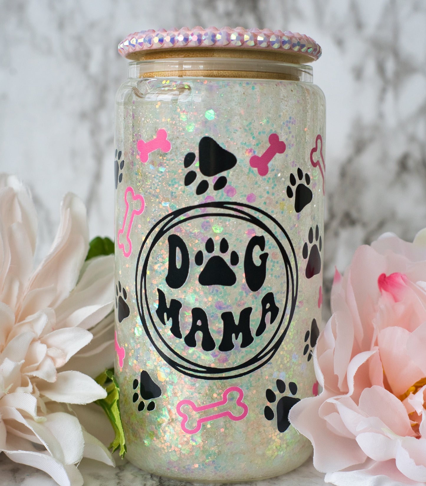 Dog Momma Glass Snow Globe Tumbler - 16oz