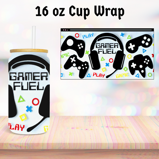 Gamer Fuel Headphones 16oz Cup Wrap