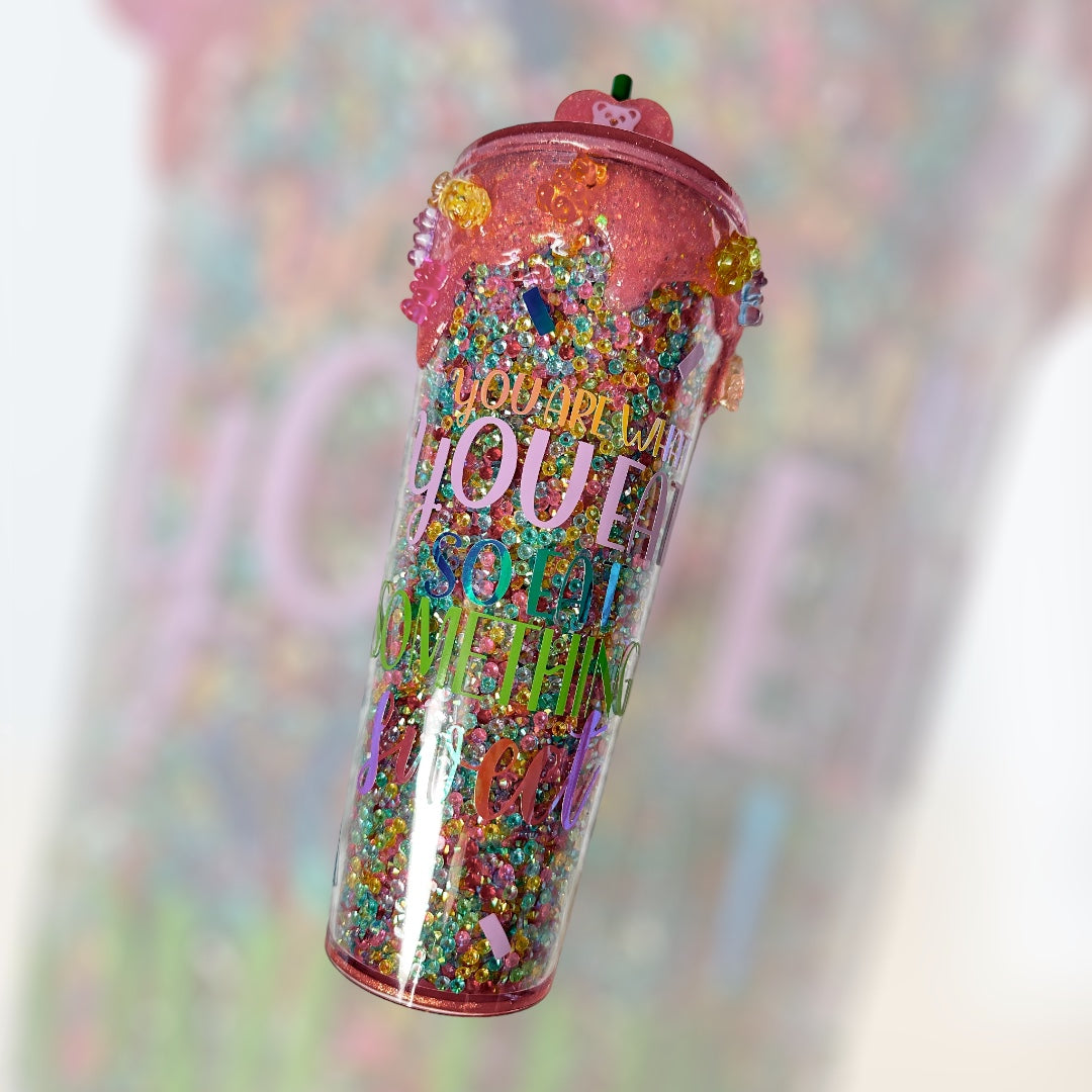 Eat Something Sweet Rainbow Rhinestone Tumbler