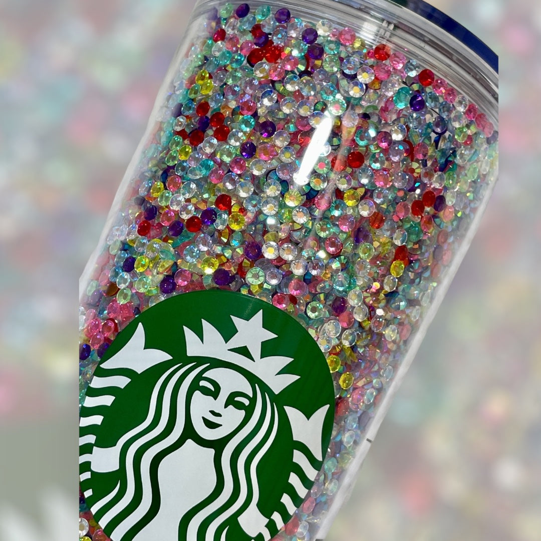 Rainbow Rhinestone Filled 24oz. Tumbler