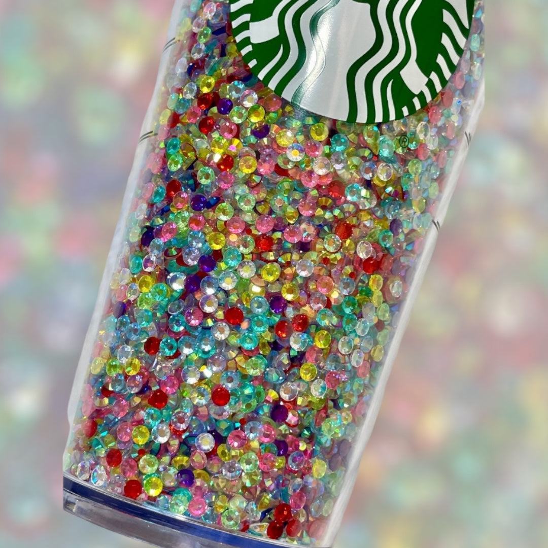 Rainbow Rhinestone Filled 24oz. Tumbler