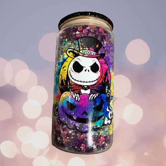 Rainbow Skeleton Splatter Rhinestone Tumbler