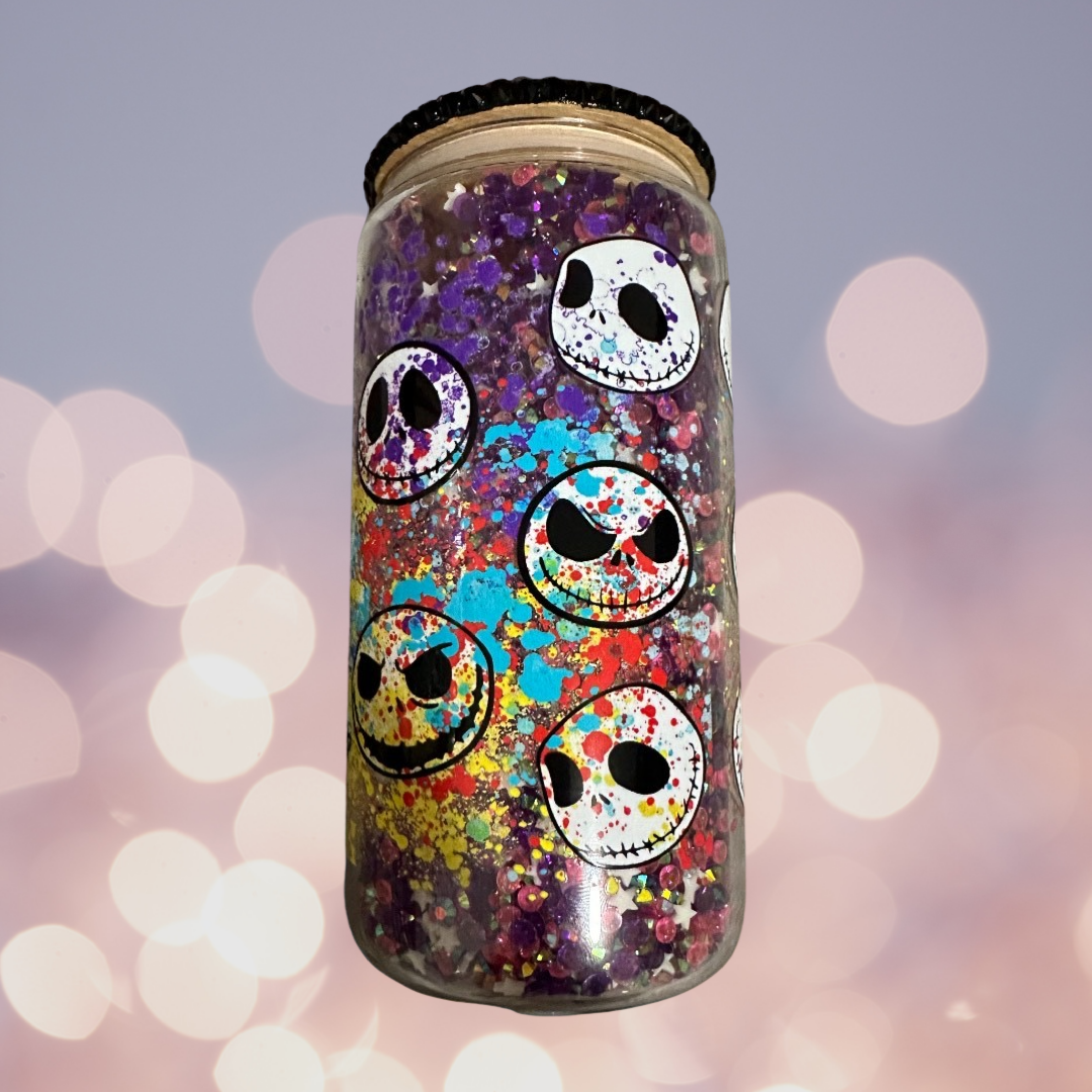 Rainbow Skeleton Splatter Rhinestone Tumbler