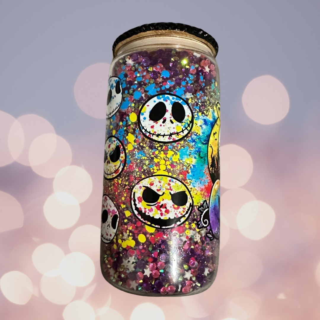 Rainbow Skeleton Splatter Rhinestone Tumbler