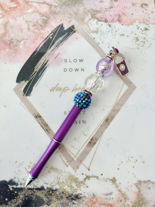 Purple Iced Coffee Beaded Pen