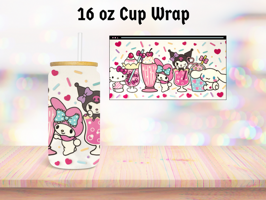 Kitty Cup and Friends 16oz Cup Wrap