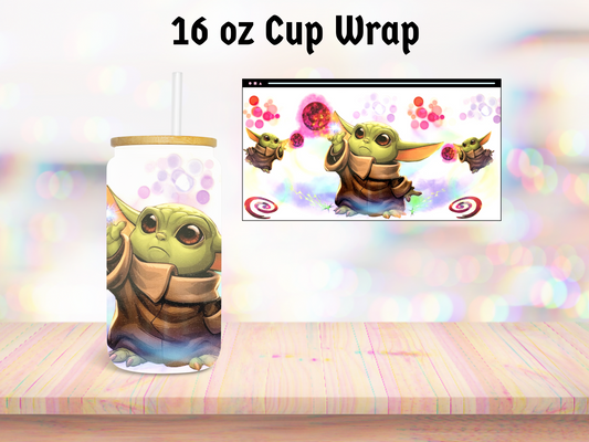Pink Yoda 16oz Cup Wrap