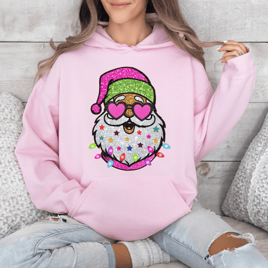 Santa Lights Faux Glitter Hoodie