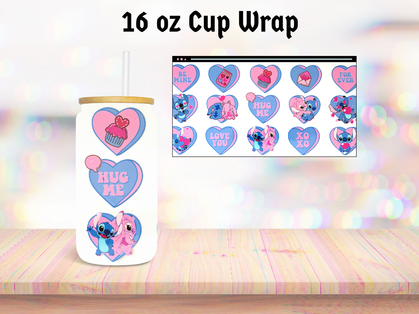 Blue and Pink Creature 16oz Cup Wrap