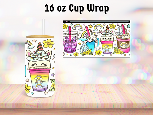 Unicorn Cups 16oz Cup Wrap