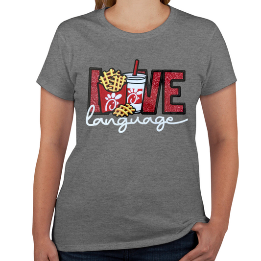 Love Language Chicken Restaurant Graphic Tee