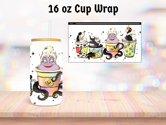 Bright Villain Friends in Cups 16oz Cup Wrap