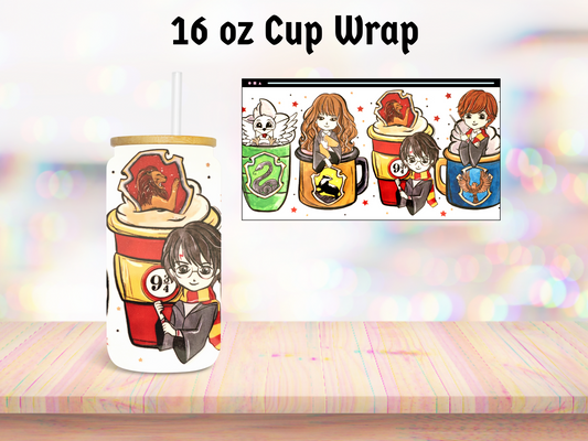 Wizard Boy and Friends in Cups 16oz Cup Wrap