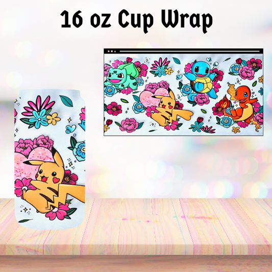 Yellow Creature Floral 16oz Cup Wrap