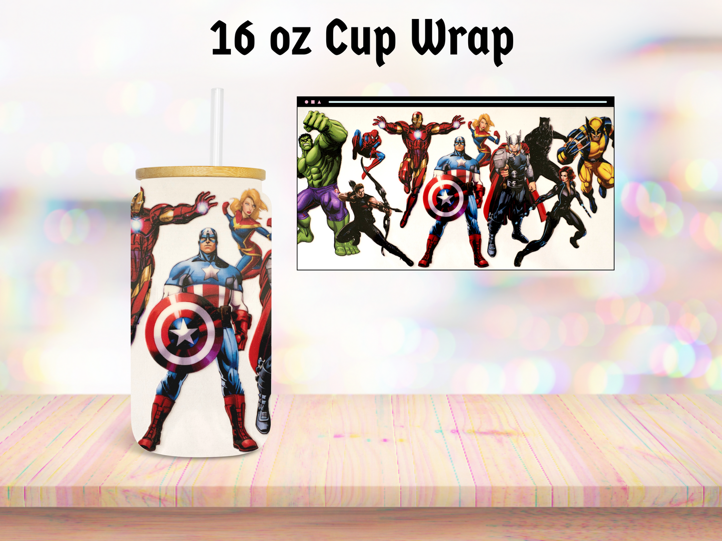 Fighting Heroes 16oz Cup Wrap