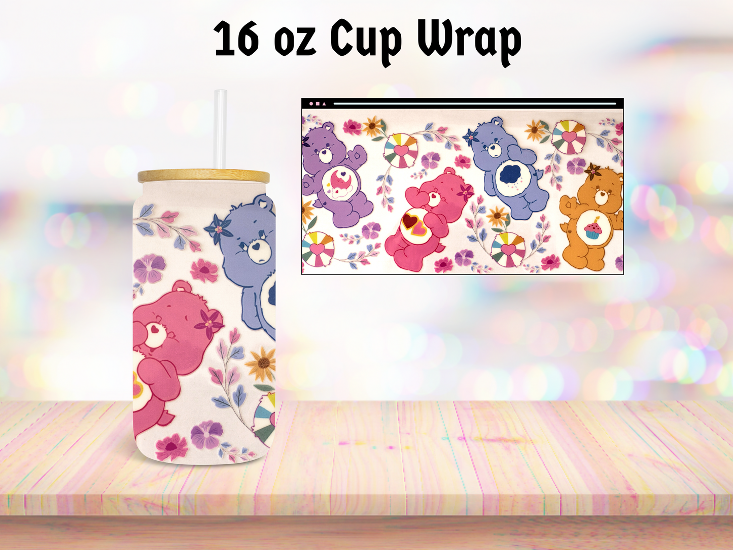 Flower Bears 16oz Cup Wrap