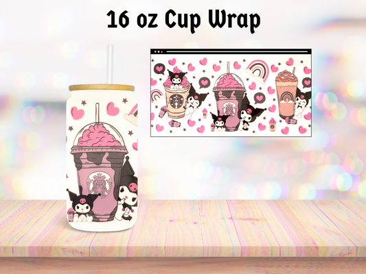 Pink Kitty Costumed 16oz Cup Wrap