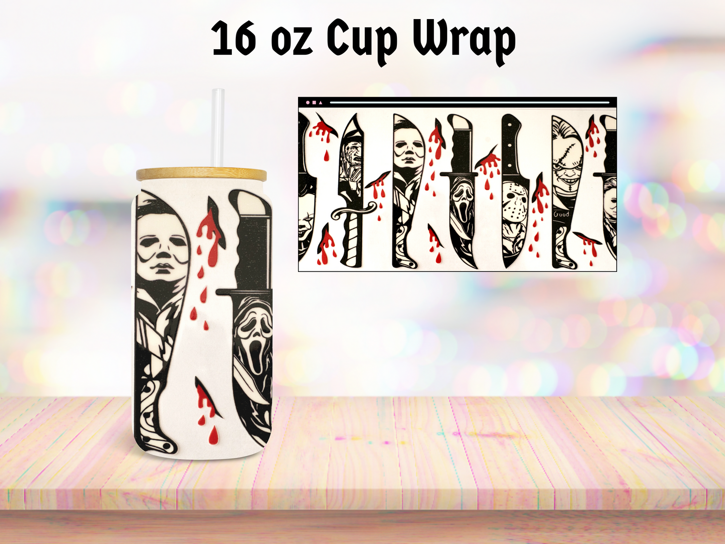 Horror Knives 16oz Cup Wrap