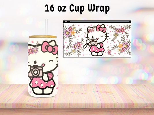 Pink Kitty Photographer 16oz Cup Wrap