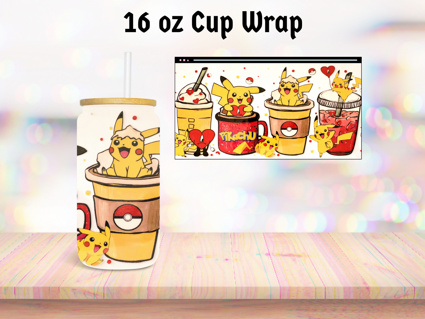 Yellow Creature in Coffee Cups 16oz Cup Wrap