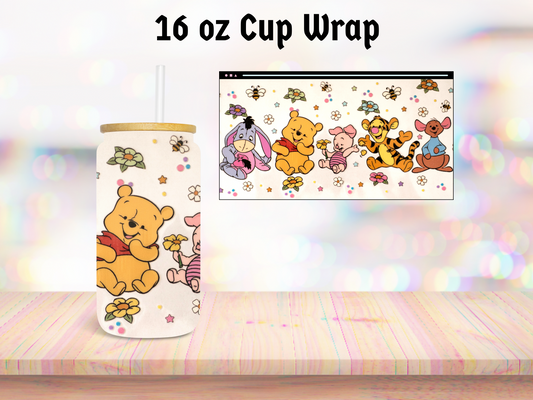 Yellow Bear and Friends 16oz Cup Wrap