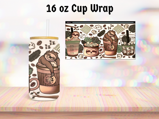 Sloth Coffee 16oz Cup Wrap