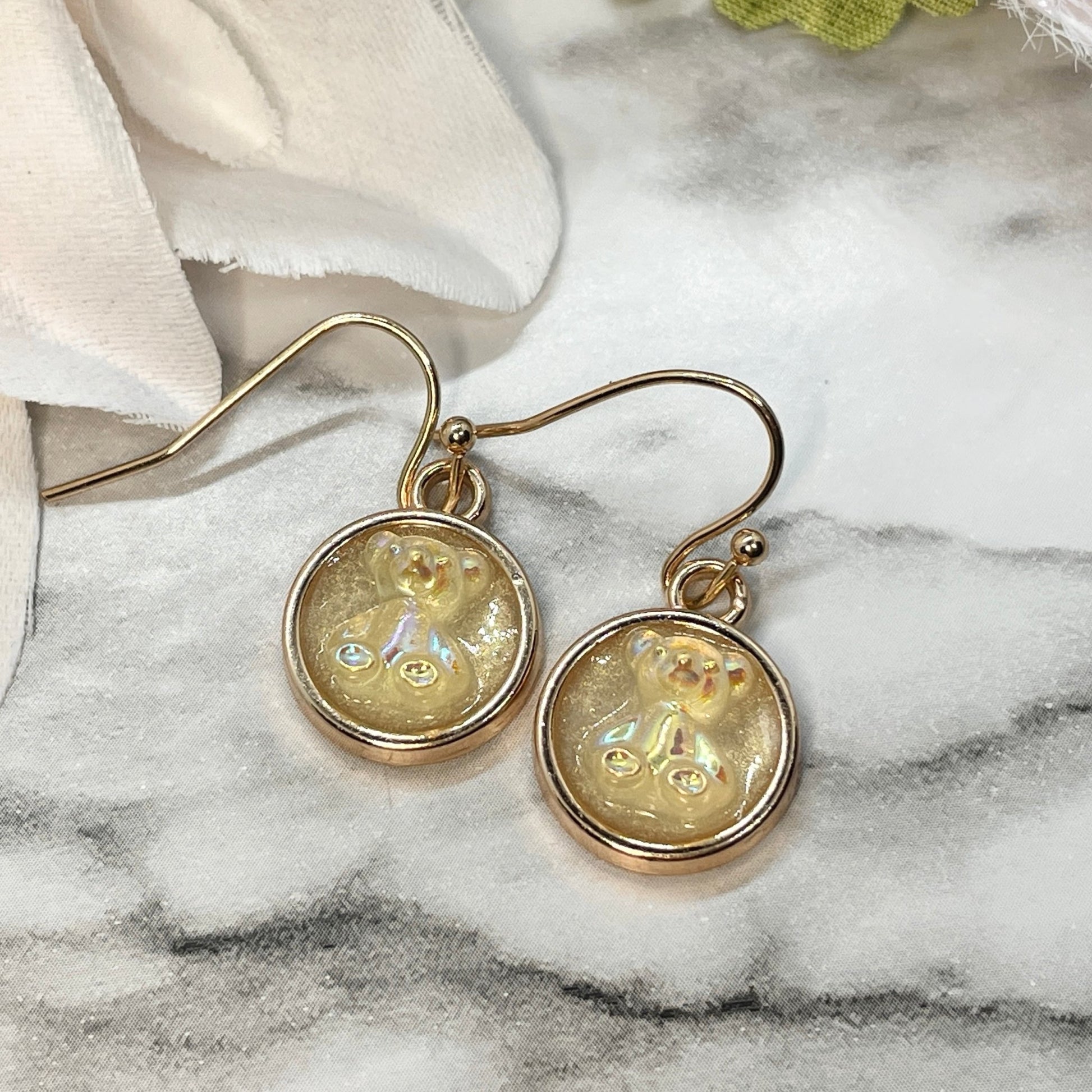 Gold Jelly Bear Earrings - The Crafting Coder