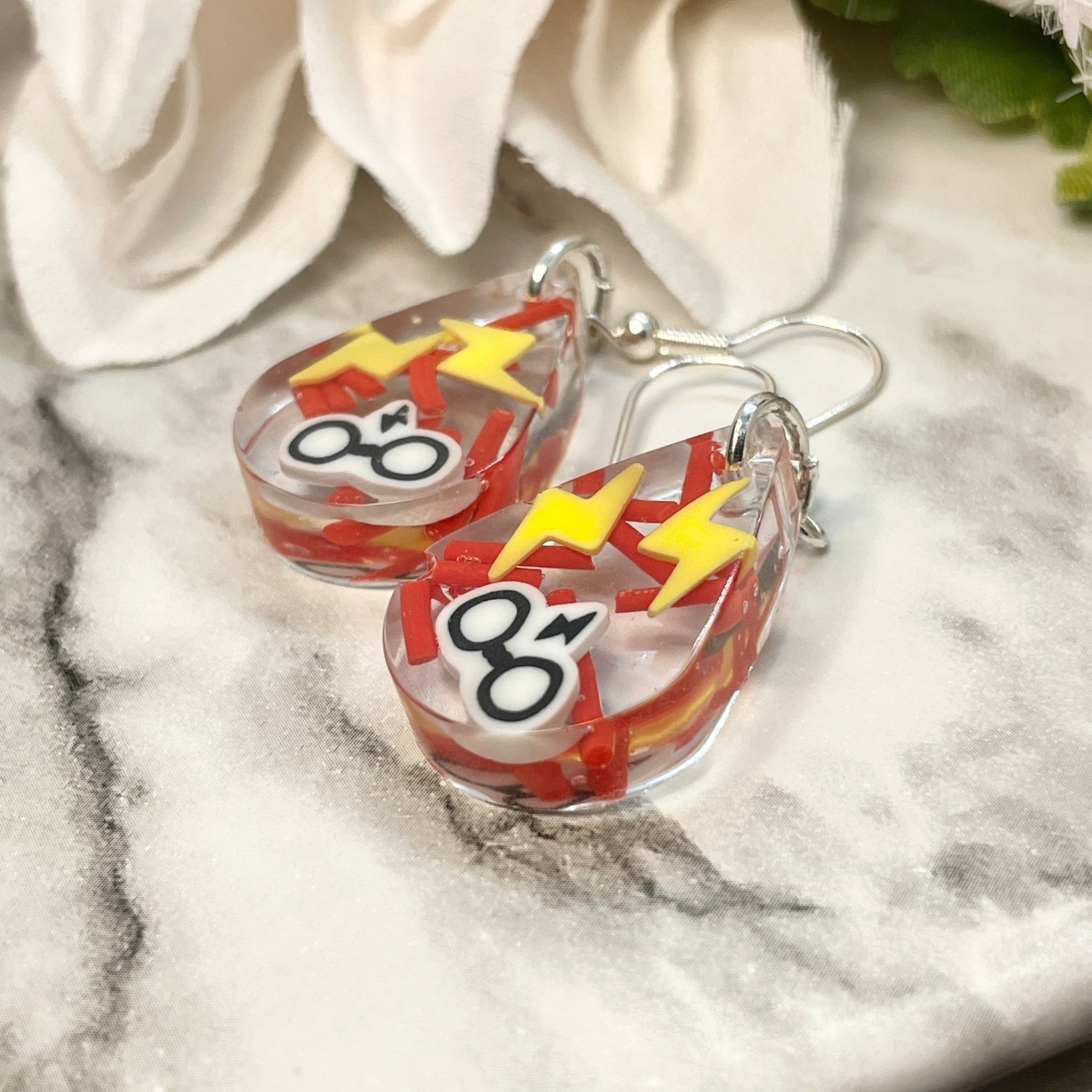 Red House Wizard Boy Themed Teardrop Earrings - The Crafting Coder
