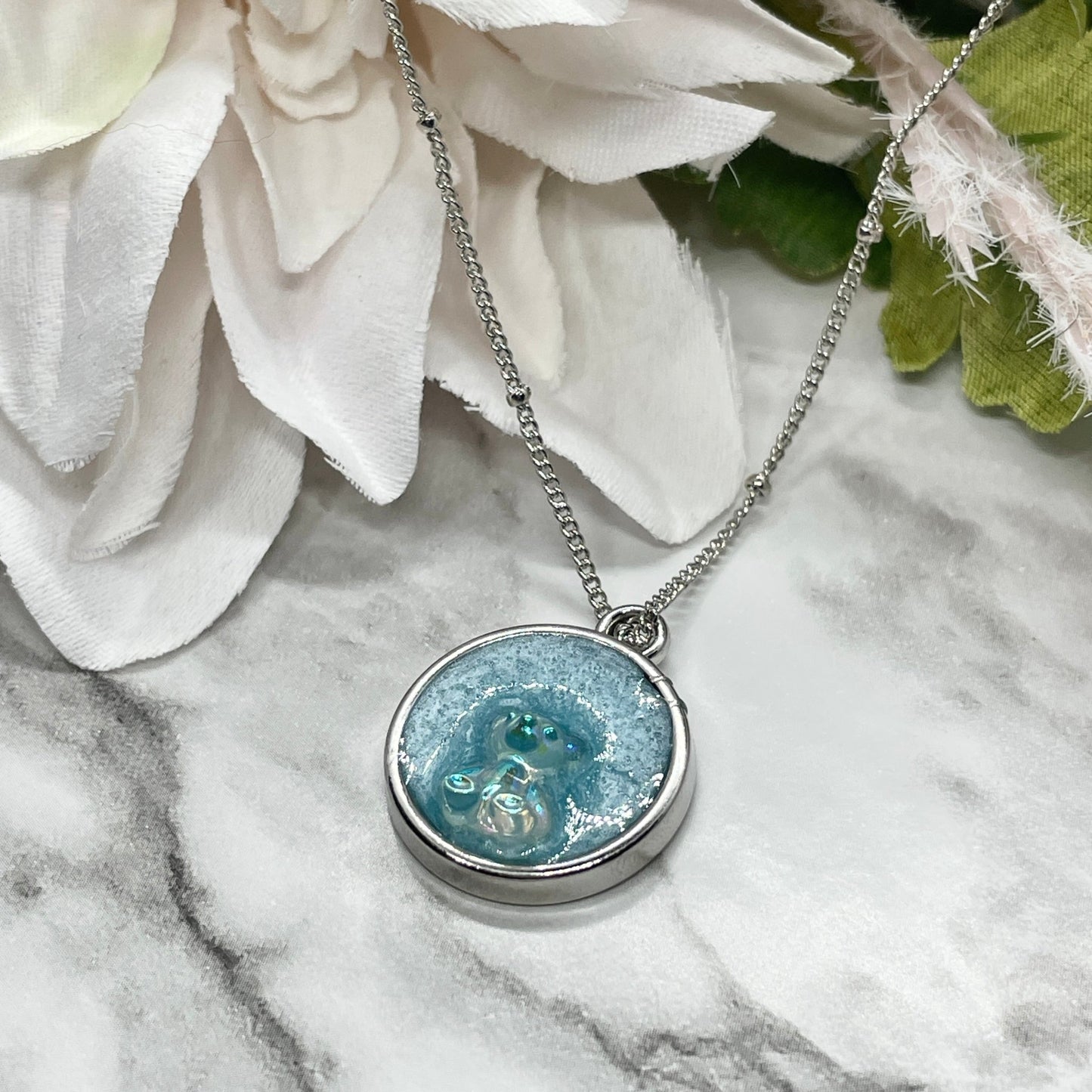 Silver and Blue Jelly Bear Necklace - The Crafting Coder