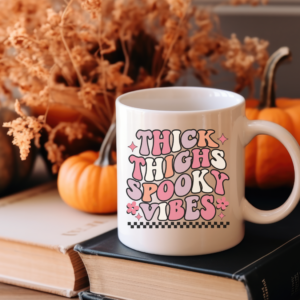 Thick Thighs & Spooky Vibes Coffee Mug