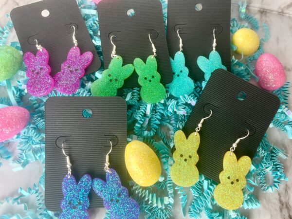 Easter Bunny Glitter Earrings - The Crafting Coder