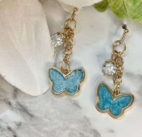 Gold Butterfly Dangle Earrings with Crystal Ball Charm - The Crafting Coder