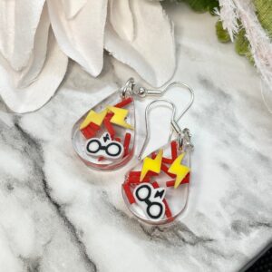 Red House Wizard Boy Themed Teardrop Earrings - The Crafting Coder